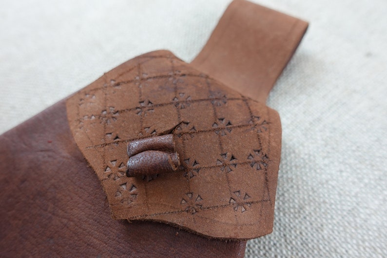 Medieval leather belt pouch 12thC to 17thC