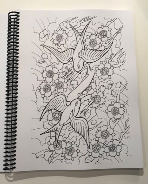 Download Traditional Japanese American Tattoo Coloring Book 8 1 2 Etsy