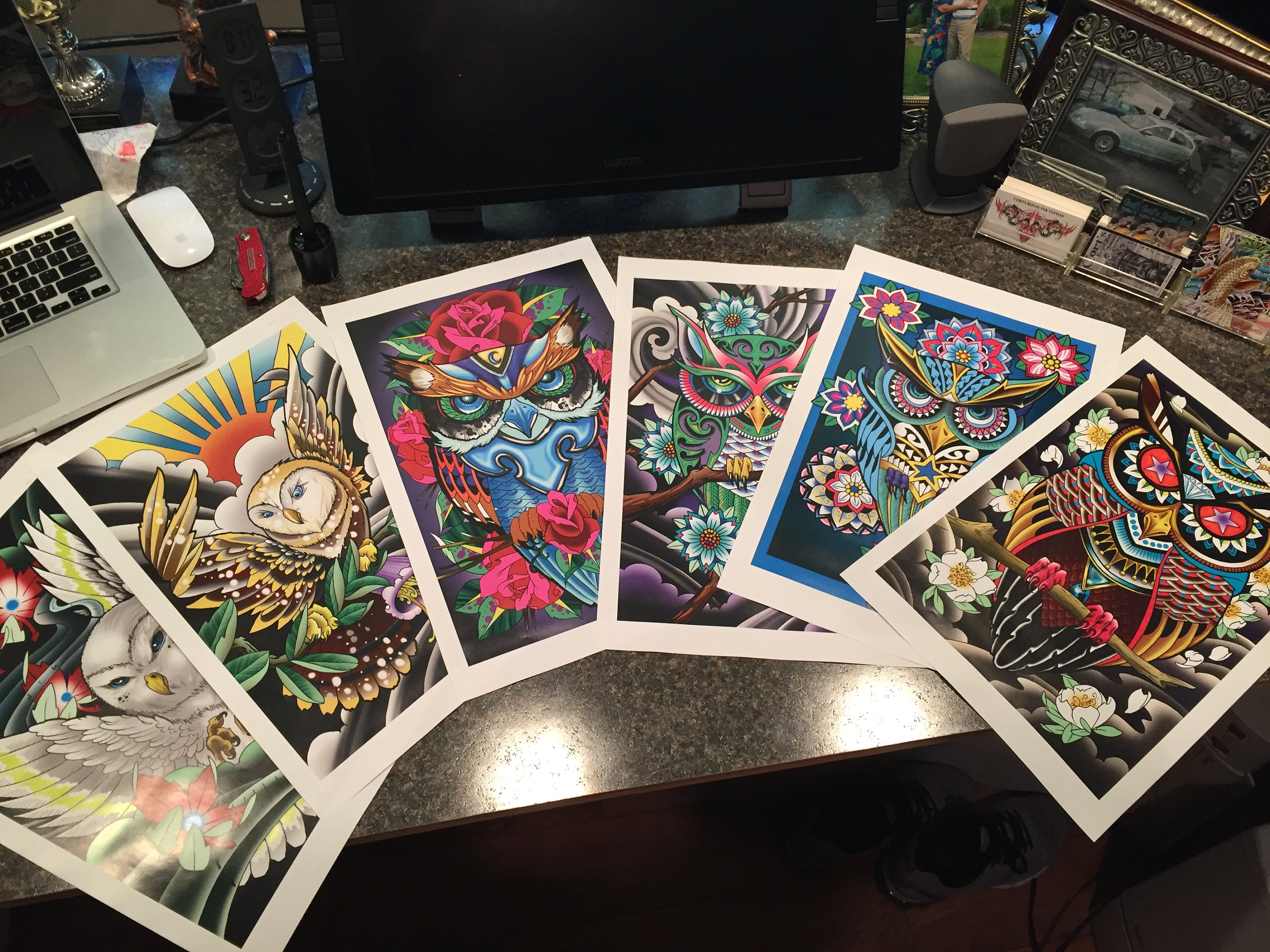 Japanese Style Owl Tattoo Flash 11 X 17 Laser - Etsy