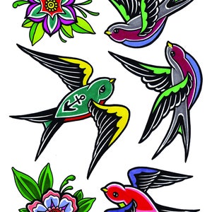 Traditional birds temporary tattoos