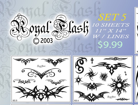 Tattoo Flash SET 5 10 Pages of Laser Printed Tribal Arm,legs,back