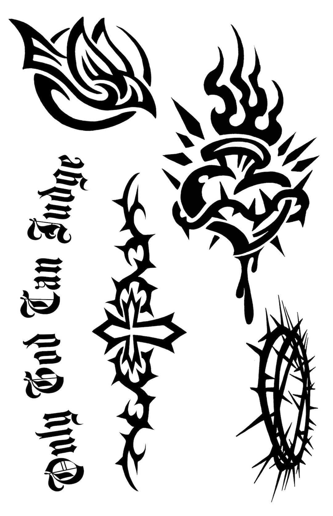 Religious Temporary Tattoos,sacred Heart, Thorns, Crosses Etsy