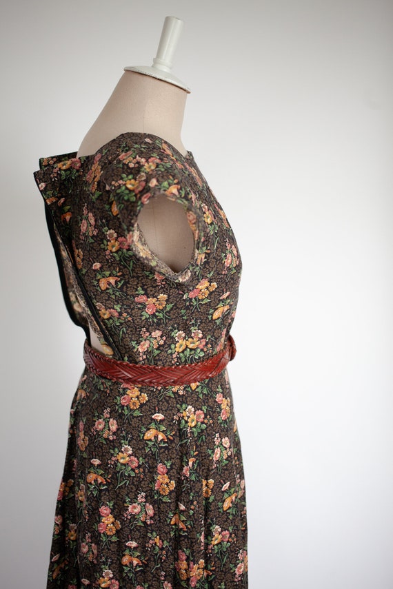 50s/60s brown floral capelette sundress - image 3