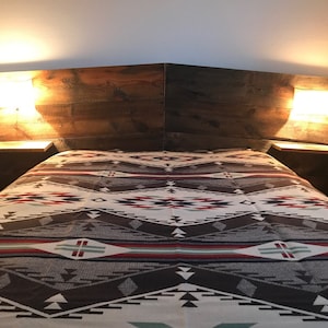 Rustic Modern Platform Bed with rawhide lamps and nightstands