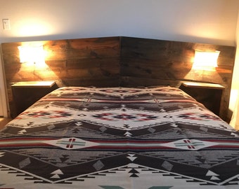 Rustic Modern Platform Bed with rawhide lamps and nightstands