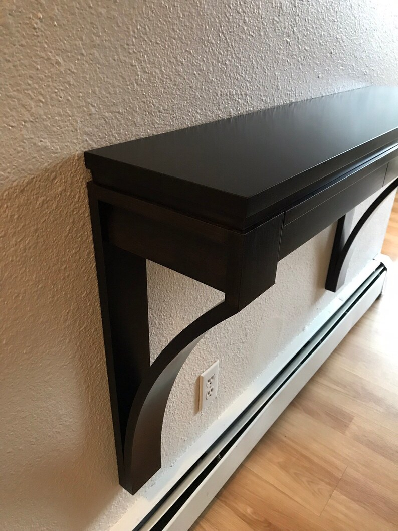 Solid Hardwood Entry Hall Table Modern Handmade Wall Mounted Etsy