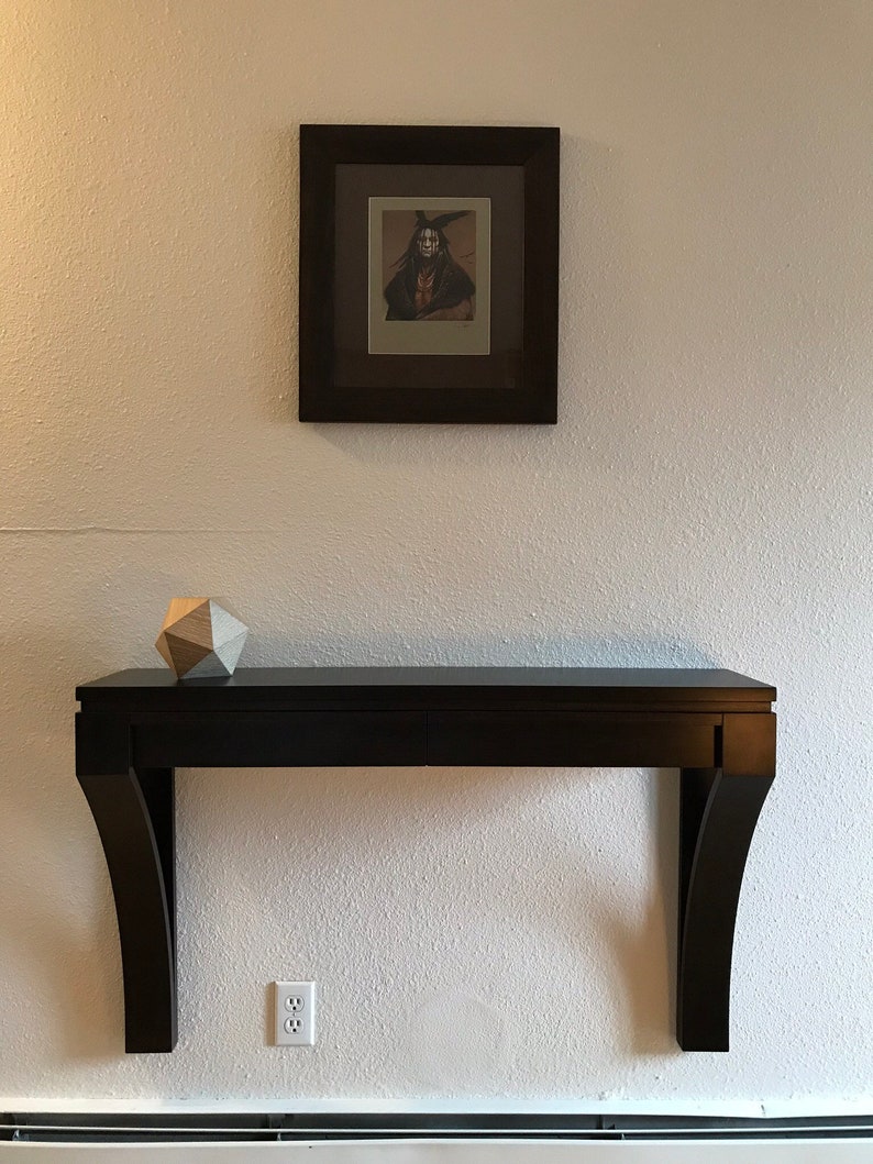 Solid Hardwood Entry Hall Table Modern Handmade Wall Mounted Etsy