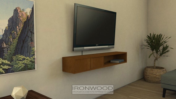 Hardwood Media Cabinet Wall Mounted Console Credenza Option Etsy