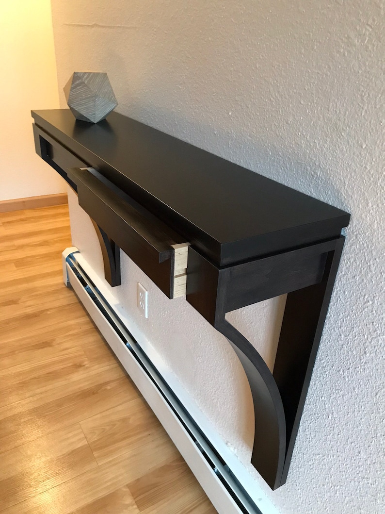 Solid Hardwood Entry Hall Table Modern Handmade Wall Mounted Etsy