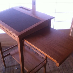 Solid Hardwood Standing Desk with Leather top modern handmade