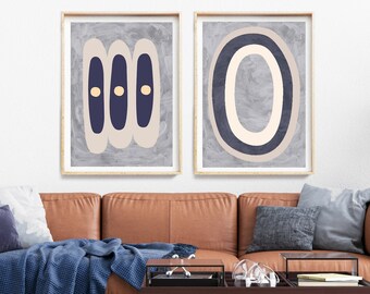 Scandinavian art Set of 2 prints, Minimalist art print, Abstract art print,  Boho abstract print,  Large abstract art, Mid Century art