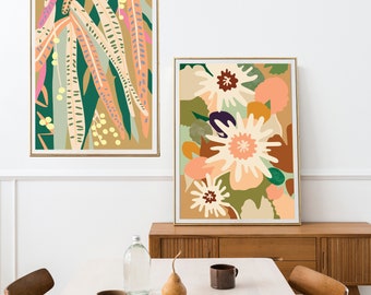 Lux Series Set VI - Botanicals art print, colourful flower art, Flower art print, Colourful flower artwork, Australian botanicals artwork