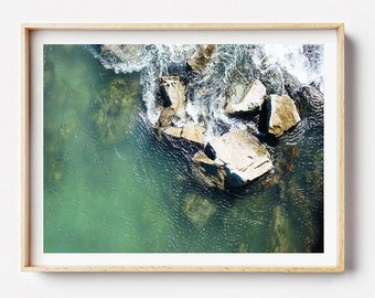 Beach Photography Print, New Zealand Print - Water Rushes Green - Beach Art Print, Wall Art, Coastal Art Print, Photo Print