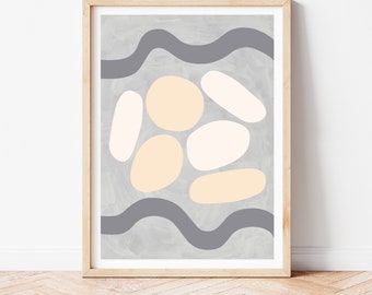 Scandinavische kunstdruk, Minimalistische kunstdruk, Abstracte kunstdruk, Boho abstracte druk, Grote abstracte kunst, Eigentijdse kunst ~ De Zee