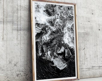 New Zealand Print, Black & White Photography Print - Water Rushes - Black and White Print, Beach Print, Monochrome Print, Beach Art Print