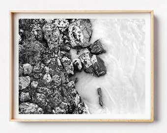 New Zealand Print, Black & White Photography Print - Liquid Silk in Mono - Black and White Print, Beach Print, Monochrome Print, Beach Print