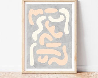 Scandinavische kunstdruk, Minimalistische kunstdruk, Abstracte kunstdruk, Boho abstracte druk, Grote abstracte kunst, Grijze Kunst van de Muur ~ Ga uw eigen manier