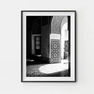 Impression d&#39;art du Maroc - Palais de la Bahia II, art photographique, impression photo, art mural, impression photographique, art noir et blanc, décoration marocaine