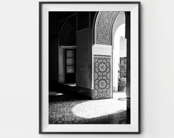 Morocco Art Print - Bahia Palace II, Photographic Art,  Photo Print, Wall Art, Photographic Print, Black and White Art, Moroccan Decor