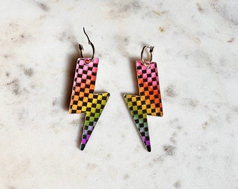 Rainbow | Mirrored | Lightening Bolt | | Laser Cut Earrings