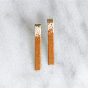 The Sloan Earrings ••• Oatmeal Cream and Heather Orange Rust on Brass Post Earrings