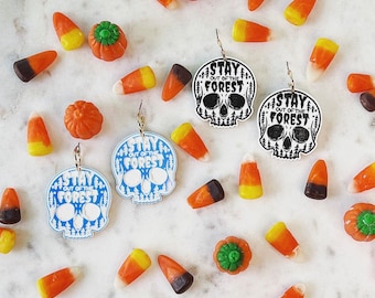 Stay Out of the Forest | MFM | Murderino | Halloween | Laser Cut Earrings