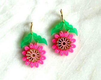 The Ann Earrings | Laser Cut | Flowers | Mod Dangle Earrings