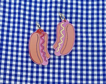 Kolczyki Hot Dog | Lato | Wiszące | Kolczyki cięte laserowo