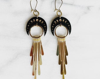 Moon | Magic | Moon Phase Fringe Earrings