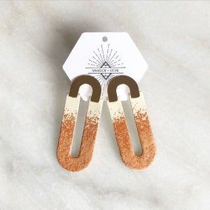The Olivia Earrings ••• Custom Colors- Cream and Shades of Burnt Orange on Brass U on 18KG Plated Post Earrings