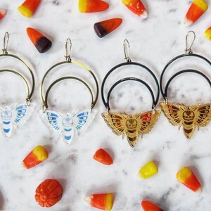 Harvest Moth  | Moon Phase | Acrylic Dangle Earrings