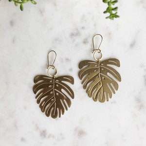 The Terra Brass Leaf Earrings