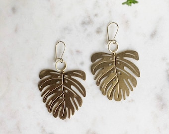 The Terra Brass Leaf Earrings