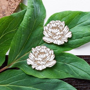 Peony Blossom Studs laser cut Post Earrings image 4