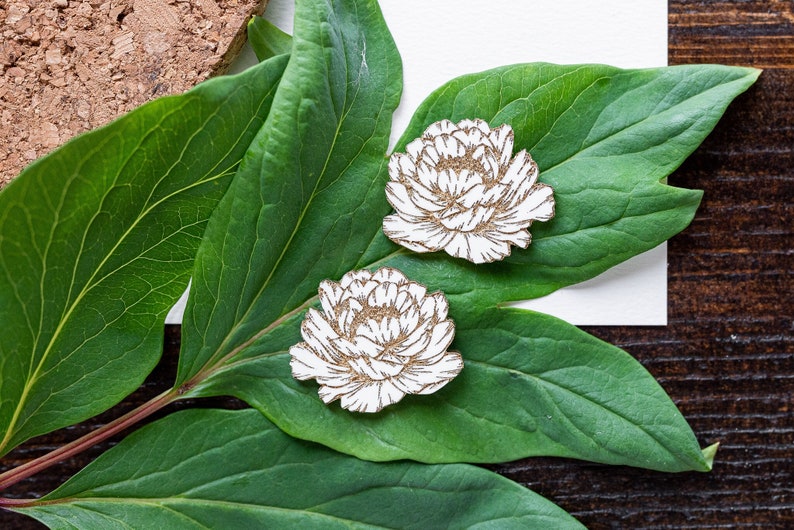 Peony Blossom Studs laser cut Post Earrings image 4