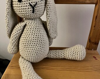 Large amigurumi crocheted bunny rabbit plushie toy