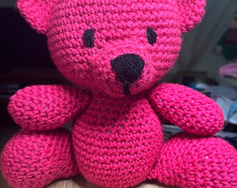 Handmade crocheted adorable watermelon pink teddy bear soft toy