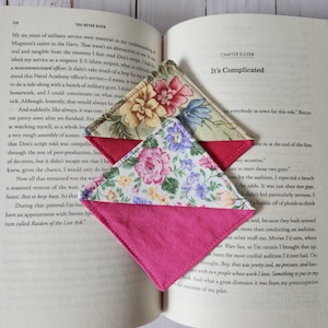 Floral fabric corner bookmark, book corner, gift for book lover, teacher, mom, friend, book club, stocking stuffer, book accessory