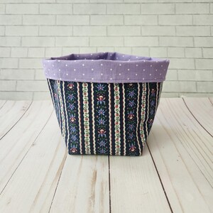 Floral Fabric Handmade Reversible Basket, Storage Bin, Organizer Basket, Desktop Organizer, Potted Plant Holder, Gift Basket, Snack Basket