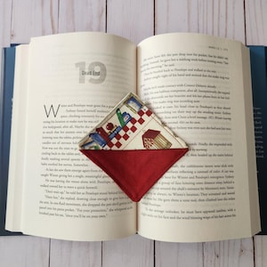Back to School fabric corner bookmark, fabric book corner, bookmark, gift for book lover, teacher, mom, book club, stocking stuffer