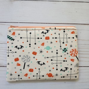 halloween fabric zipper pouch, coin purse, makeup pouch, zippered bag, gift for friends, teachers, mom