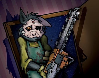 The Big Bad Wolf Texas Chainsaw Massacre Illustration print