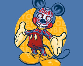 Mickey Mouse Alien from They Live Print on canvas - One of a kind! Signed by the artist. Mash up of everyone's favorite mouse as an alien