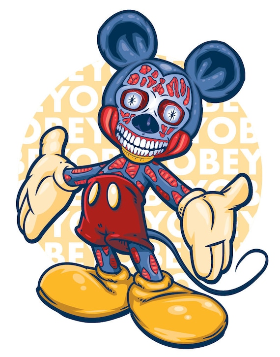 Mickey Mouse Alien From They Live Print Etsy