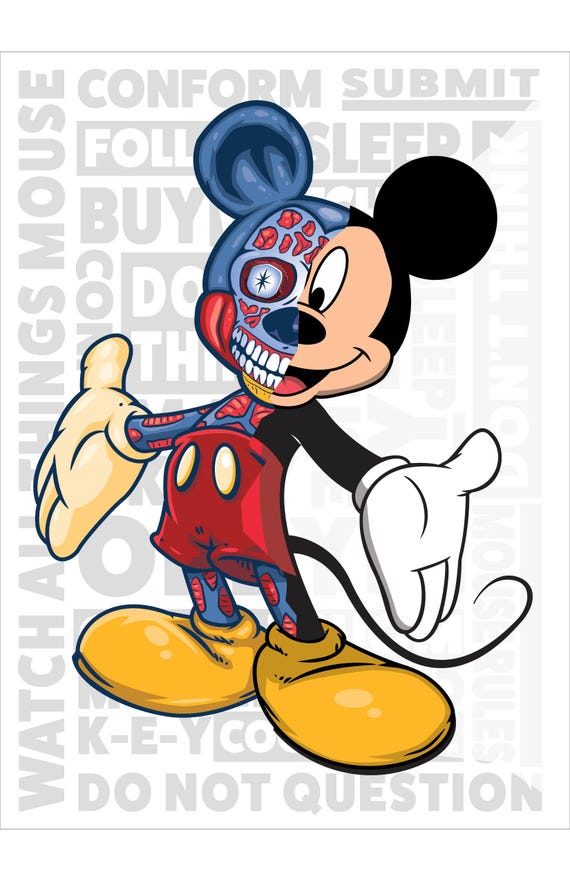 Mickey Mouse Alien From They Live Print - Framed - One of A Kind