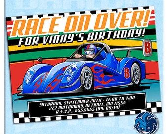 Race Car Invitation: Custom Printable Boy Birthday Party Invitations | Kids Custom Personalized Digital Invite | Race Car Invite