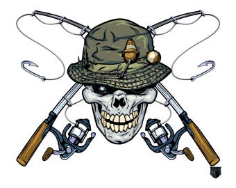 Fishing Gifts, Man Cave Gifts for Fishing or Fisherman, Sticker, Fishing Man Sticker - Fisherman Sticker