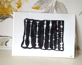 Flutes in a Line Black and White Digital Print