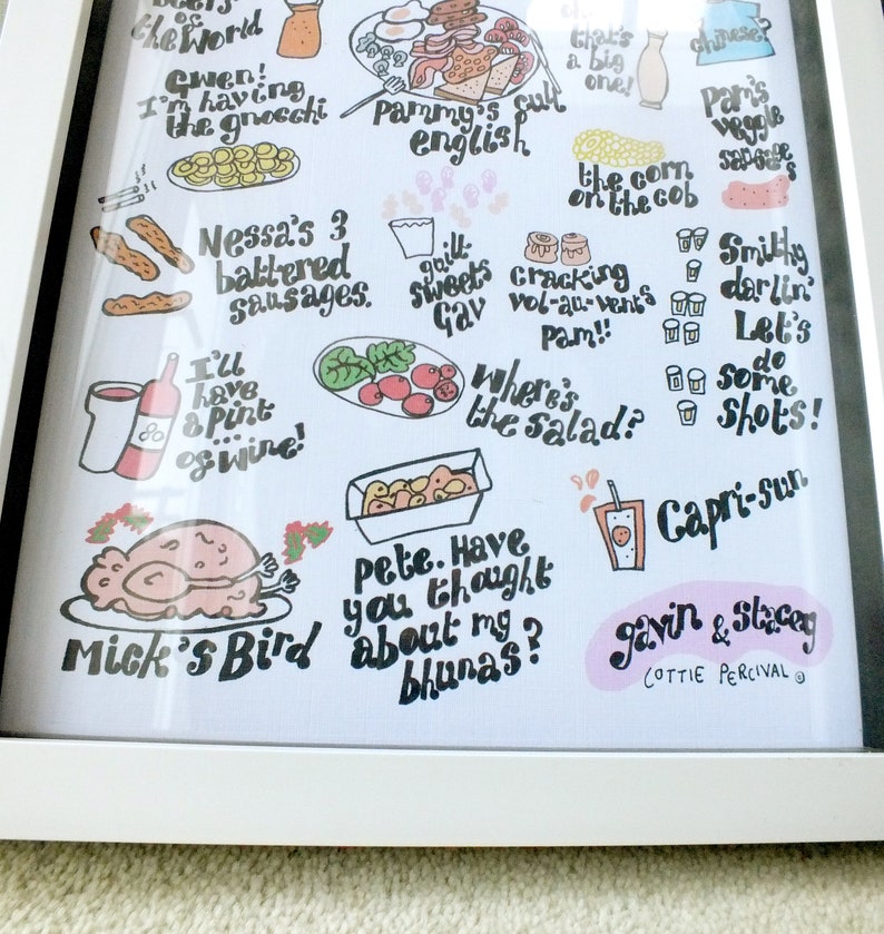 Gavin & Stacey TV Show Food Moments Illustration Montage Digital Print A4 Wall Art image 4