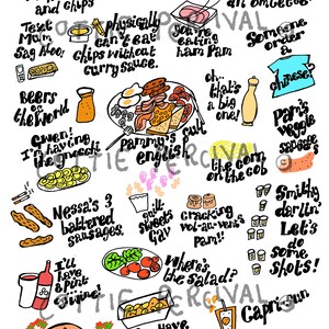 Gavin & Stacey TV Show Food Moments Illustration Montage Digital Print A4 Wall Art image 2